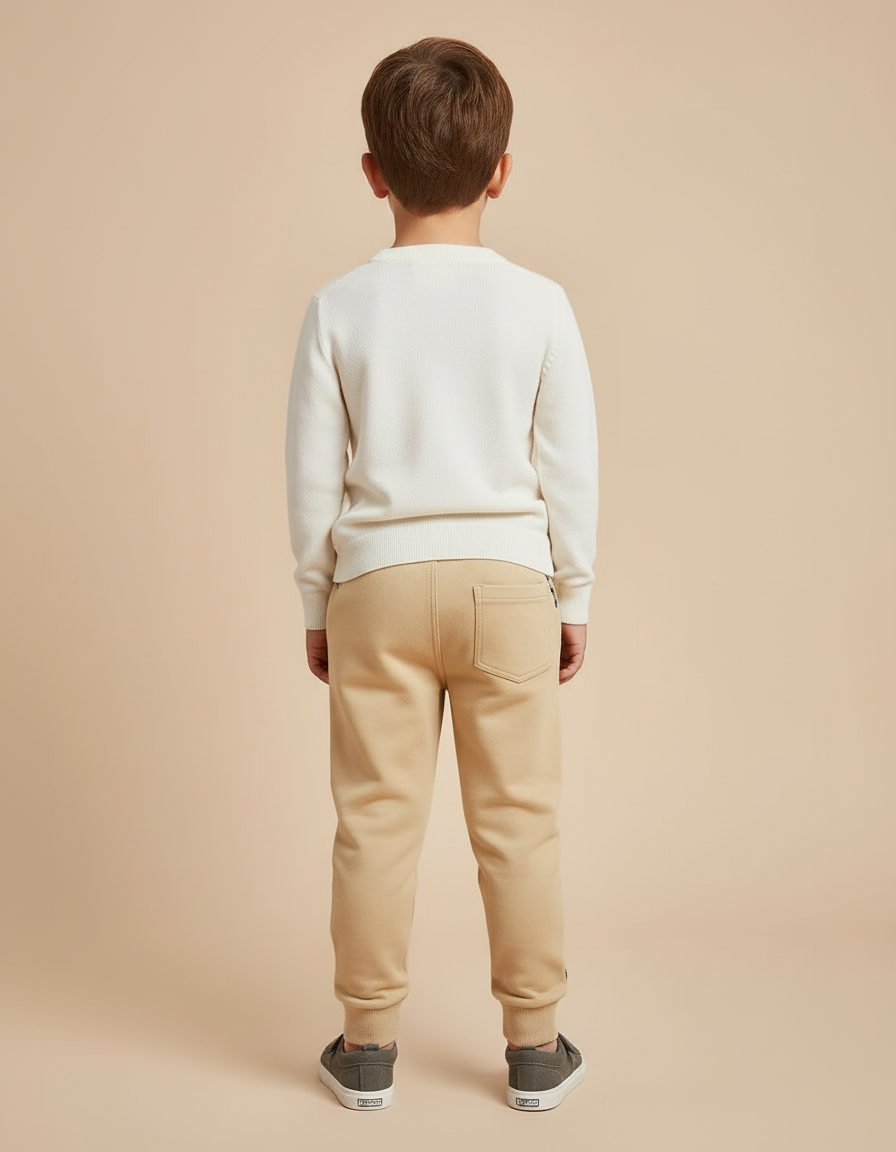 Pantalon Beige Enfant Imprimé Véhicules Cordon Sport - Molleton - vue 2