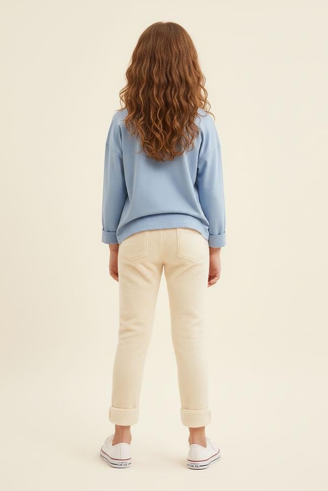 Pantalon Beige Molletonné Imprimé Confortable Enfant - vue 2