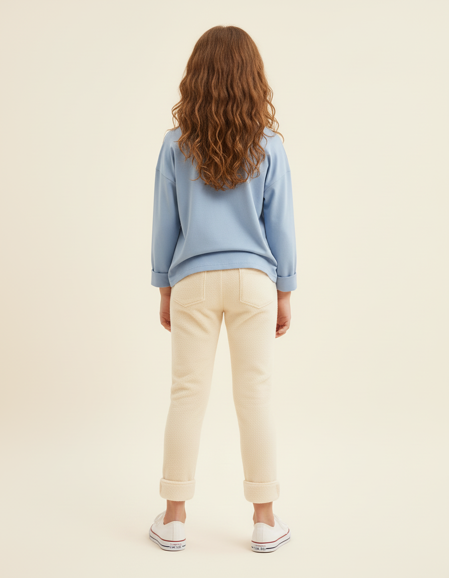 Pantalon Beige Molletonné Imprimé Confortable Enfant - vue 2