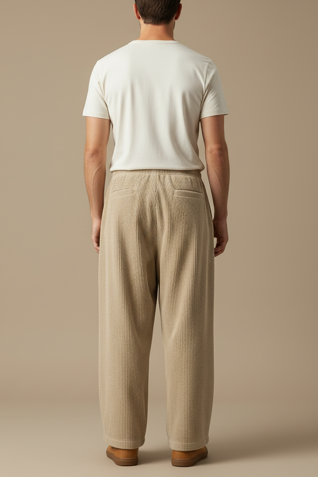 Pantalon Cotelé Beige - Cordé - vue 2