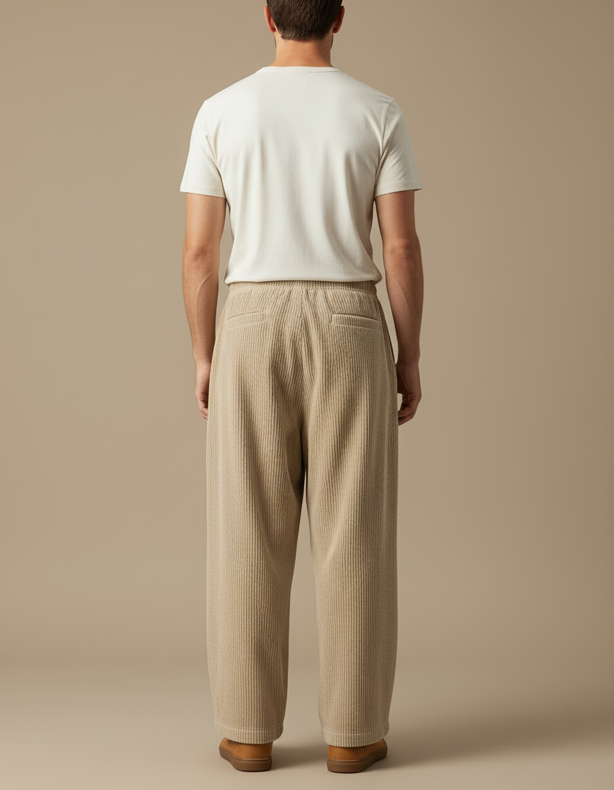 Pantalon Cotelé Beige - Cordé - vue 2