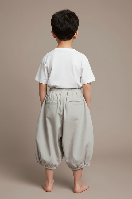 Pantalon Beige Coton Ample Sarouel Garçon - Gris - vue 2
