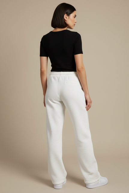 Pantalon Beige Coton Ample Décontracté Fluide Femme - Blanc Molleton - vue 2