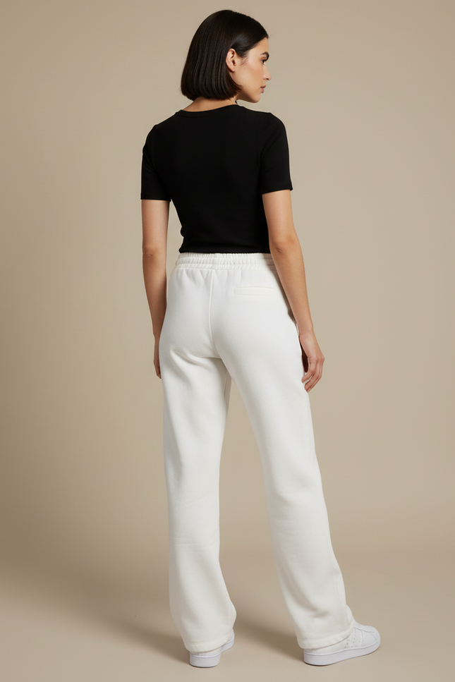 Pantalon Beige Coton Ample Décontracté Fluide Femme - Blanc Molleton - vue 2