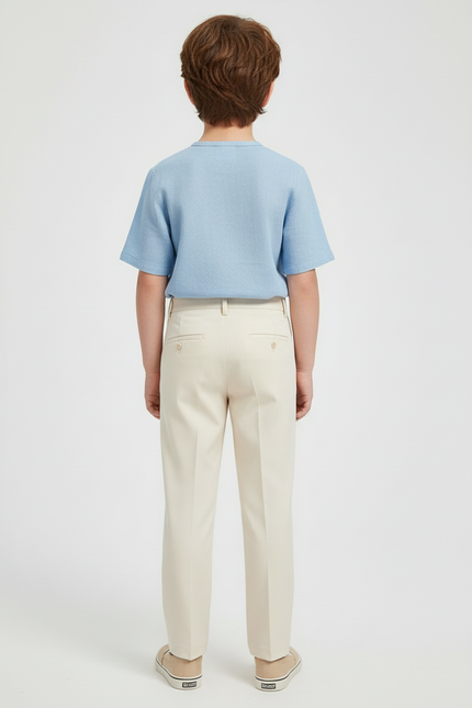 Pantalon Beige Droit Élégant Garçon Classique Coton - vue 2