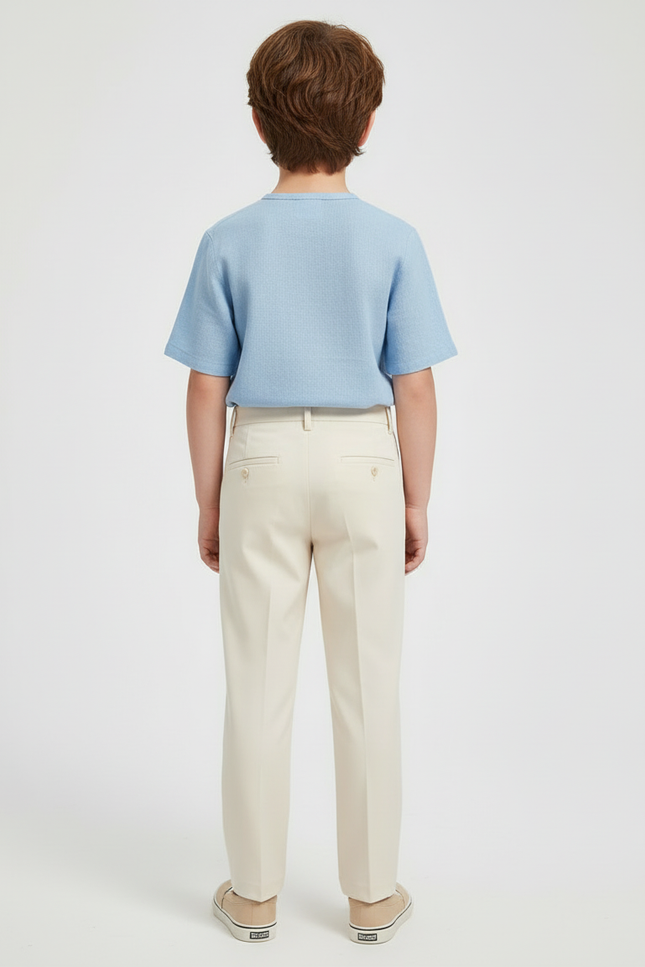Pantalon Beige Droit Élégant Garçon Classique Coton - vue 2