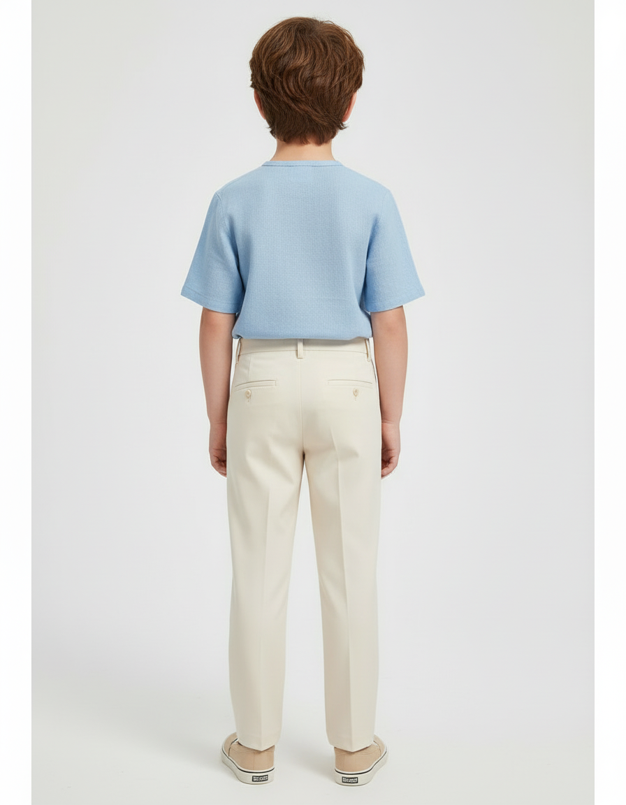 Pantalon Beige Droit Élégant Garçon Classique Coton - vue 2