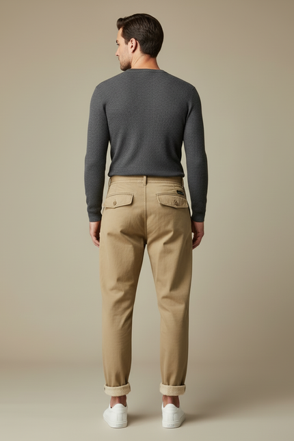 Pantalon Battle Homme Beige - Gabardine - vue 2