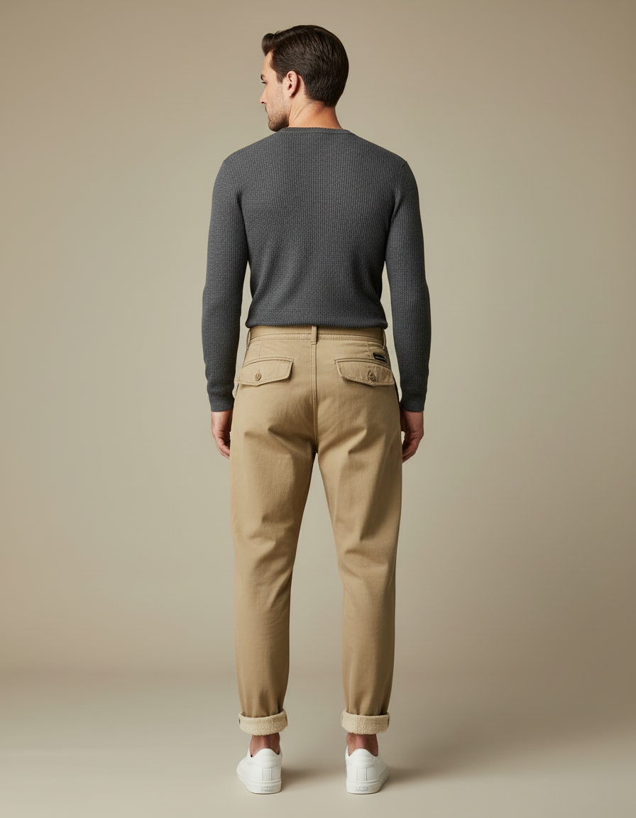 Pantalon Battle Homme Beige - Gabardine - vue 2