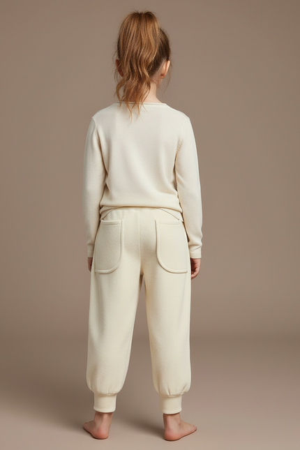 Pantalon Beige Côtelé Ample Décontracté Enfant Doux - Maille - vue 2