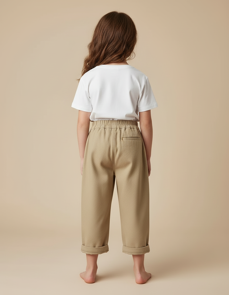 Pantalon Beige Ample Décontracté Enfant Coton - Molleton - vue 2