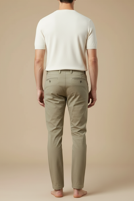 Pantalon Beige Homme Chino Slim Extensible Léger - Kaki Gabardine - vue 2