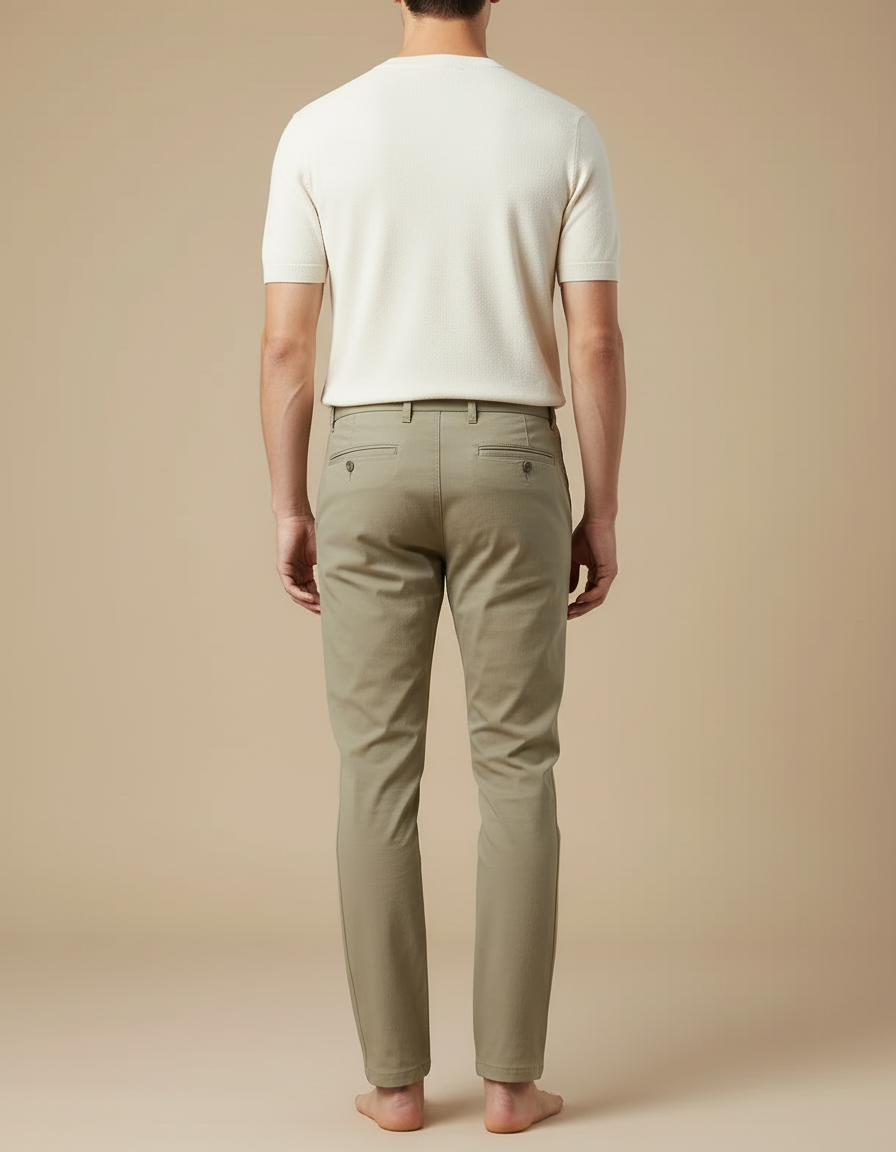 Pantalon Beige Homme Chino Slim Extensible Léger - Kaki Gabardine - vue 2