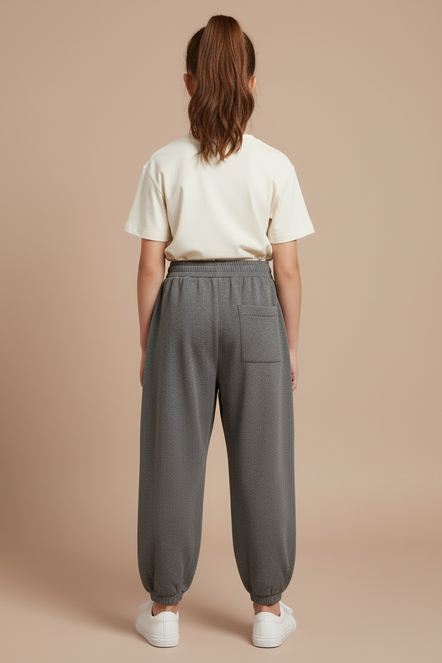 Pantalon Beige Sport Décontracté Ample Fille - Gris Molleton - vue 2
