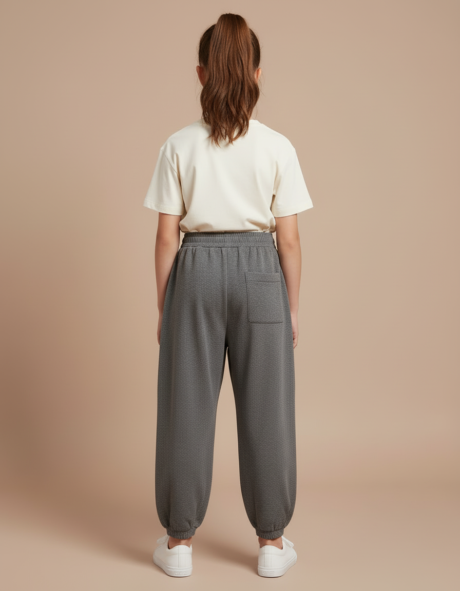 Pantalon Beige Sport Décontracté Ample Fille - Gris Molleton - vue 2