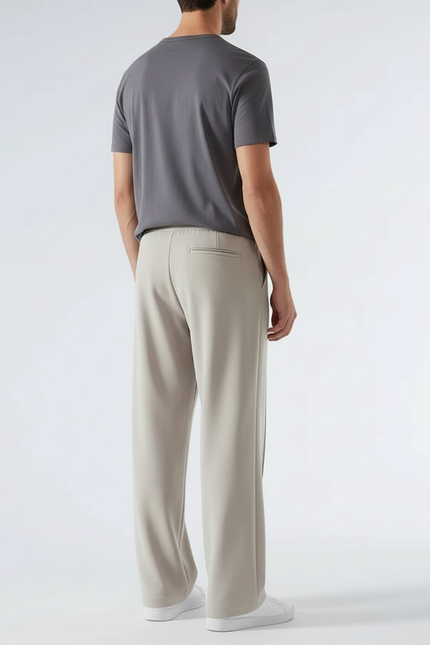 Pantalon Large Fluide Beige - Polyester - vue 2
