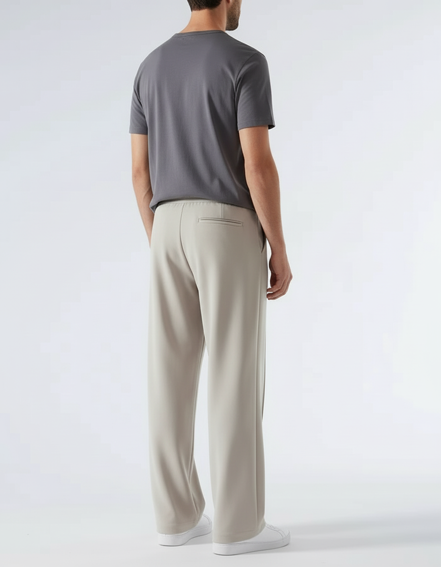 Pantalon Large Fluide Beige - Polyester - vue 2