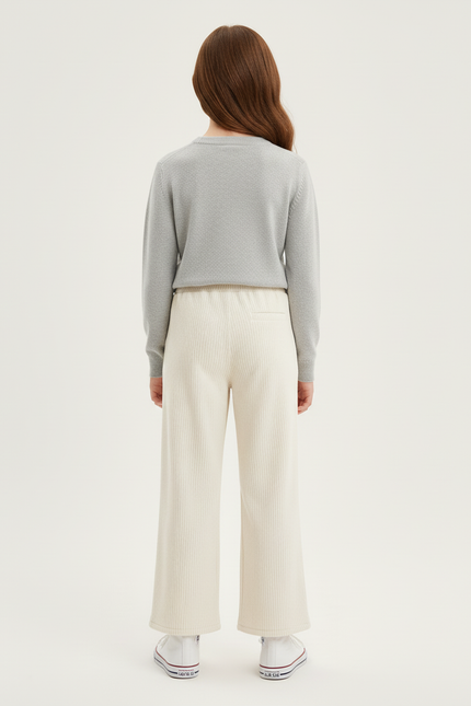 Pantalon Beige Côtelé Ample Décontracté Enfant Large - Cordé - vue 2