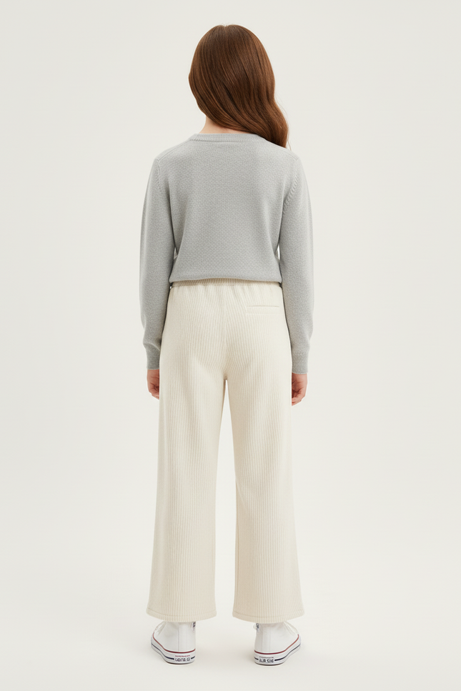 Pantalon Beige Côtelé Ample Décontracté Enfant Large - Cordé - vue 2