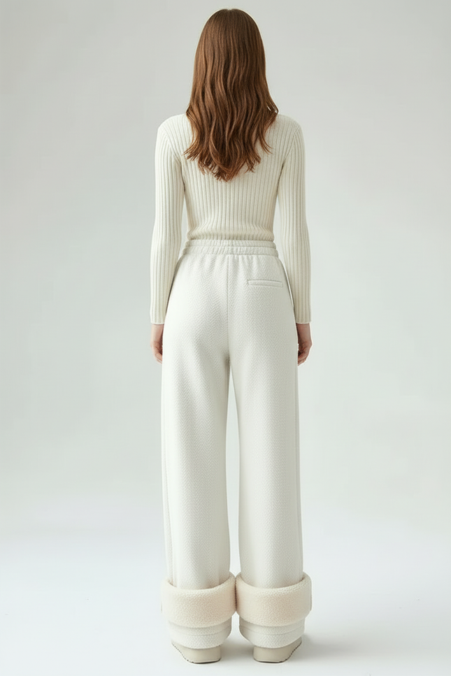 Pantalon Beige Chaud Ample Confortable Hiver Femme - Molleton - vue 2
