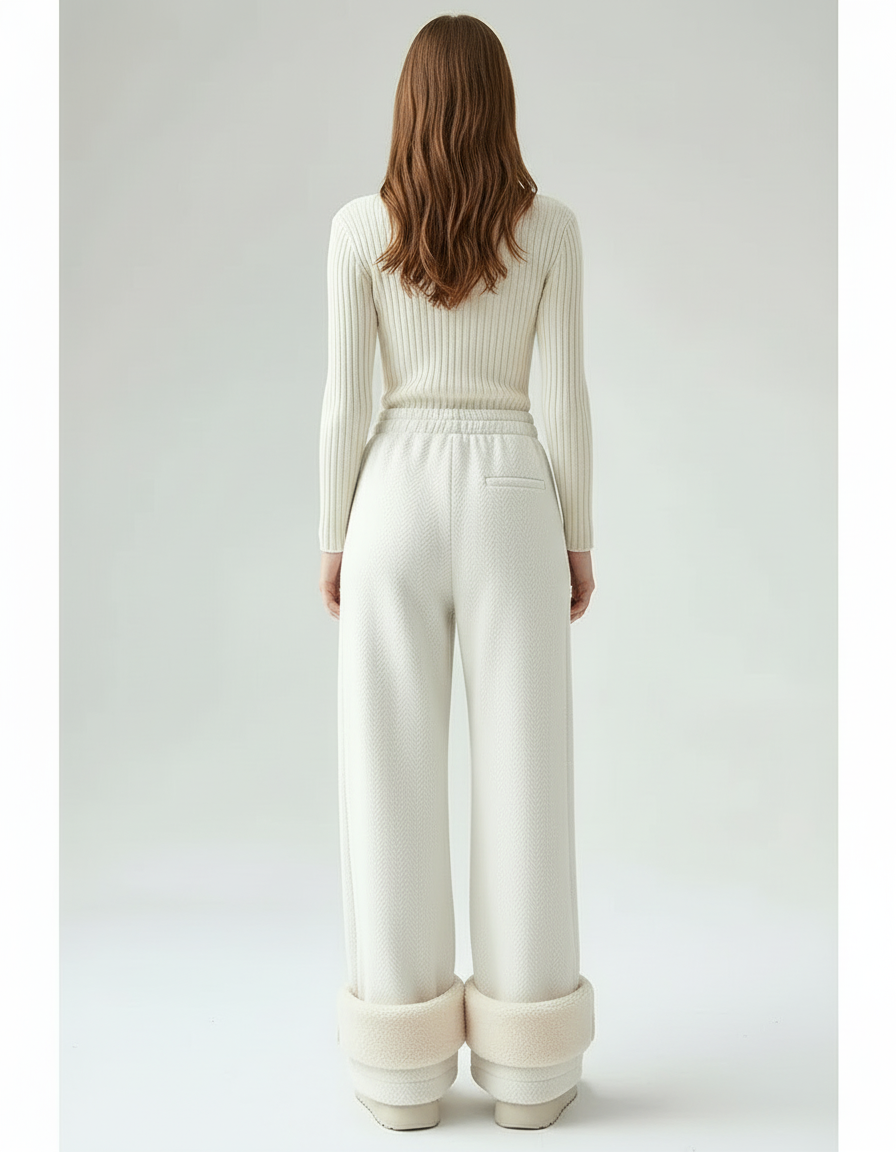 Pantalon Beige Chaud Ample Confortable Hiver Femme - Molleton - vue 2