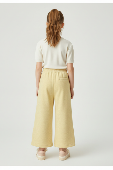 Pantalon Beige Large Nœud Velours Polaire Fille - Molleton - vue 2