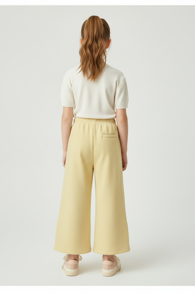 Pantalon Beige Large Nœud Velours Polaire Fille - Molleton - vue 2