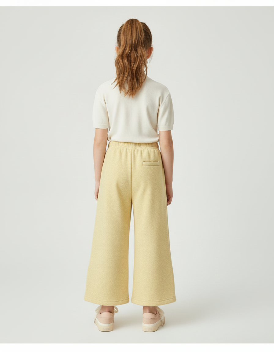 Pantalon Beige Large Nœud Velours Polaire Fille - Molleton - vue 2