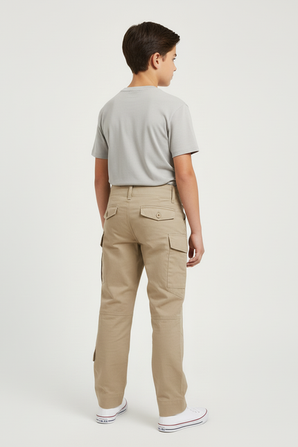 Pantalon Beige Cargo Coton Multipoches Garçon - Toile - vue 2