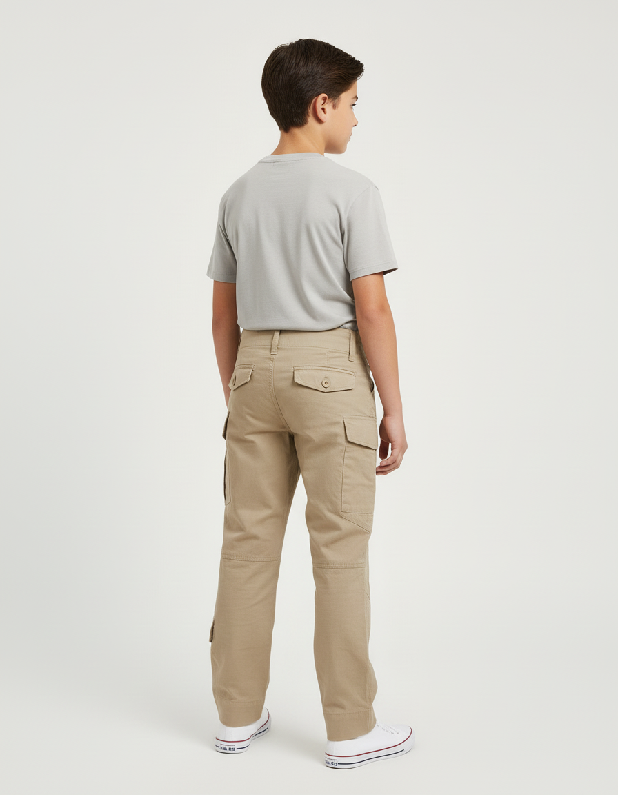 Pantalon Beige Cargo Coton Multipoches Garçon - Toile - vue 2