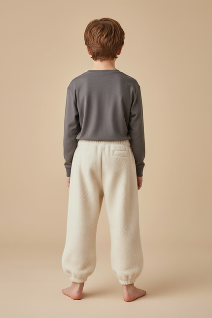 Pantalon Beige Molletonné Brodé Ample Enfant - vue 2