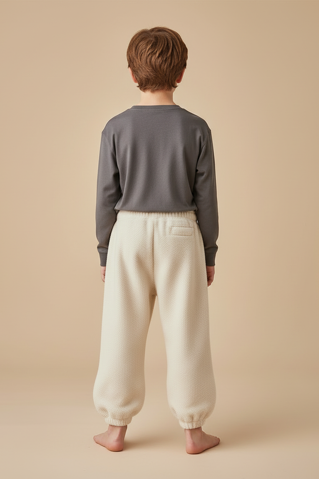 Pantalon Beige Molletonné Brodé Ample Enfant - vue 2