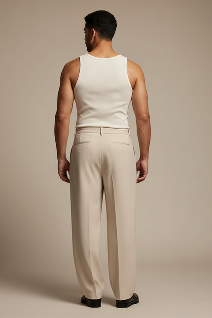 Pantalon Beige Vintage - Gabardine - vue 2