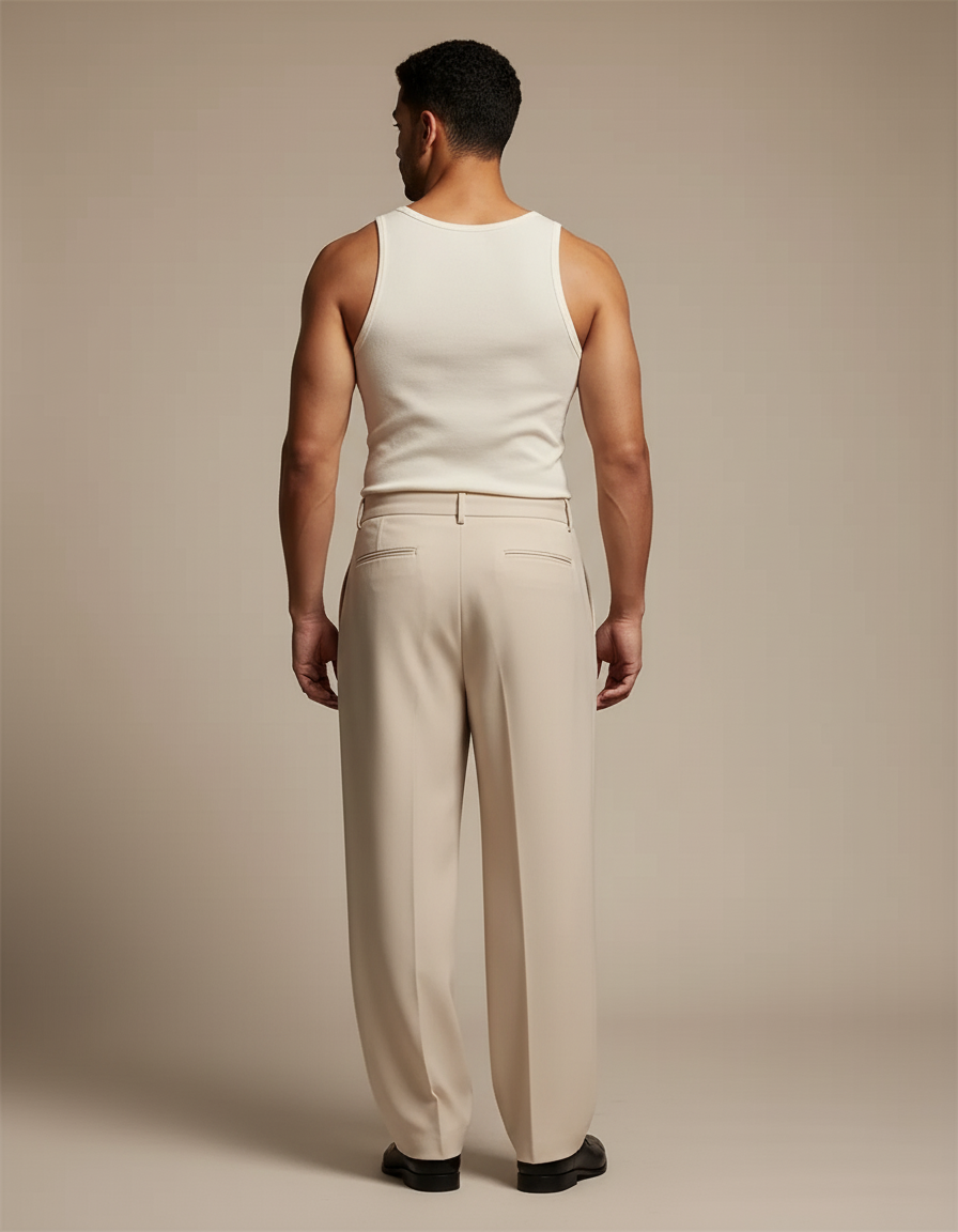 Pantalon Beige Vintage - Gabardine - vue 2