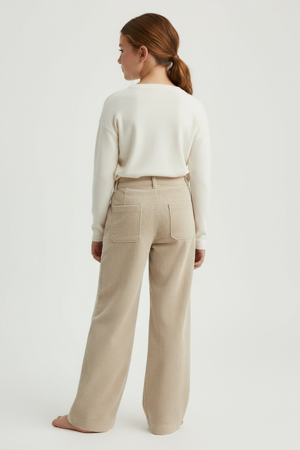 Pantalon Beige Côtelé Ample Décontracté Confortable - Cordé - vue 2