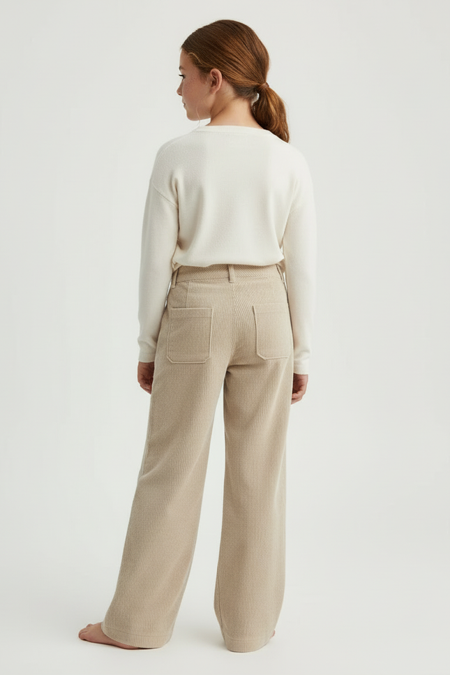 Pantalon Beige Côtelé Ample Décontracté Confortable - Cordé - vue 2