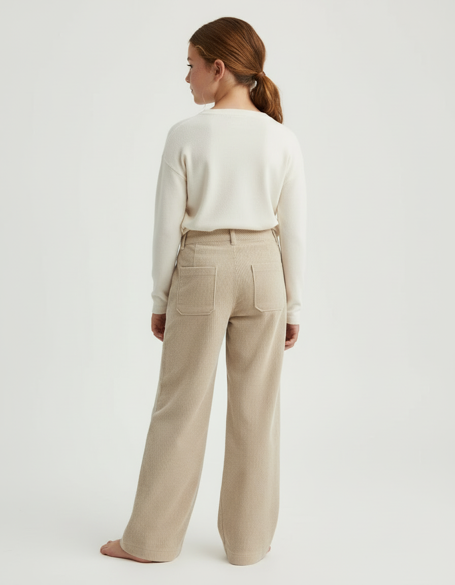 Pantalon Beige Côtelé Ample Décontracté Confortable - Cordé - vue 2