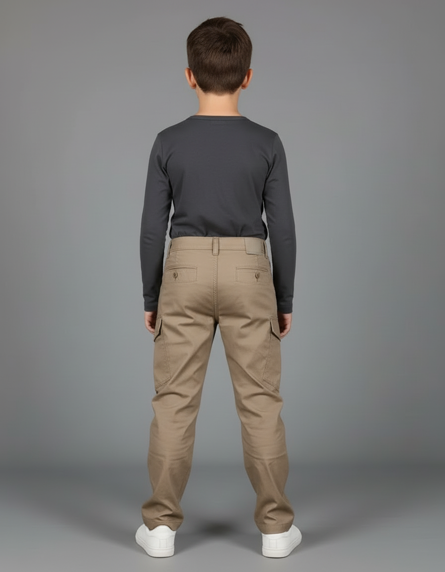 Pantalon Beige Cargo Coton Confortable Enfant - vue 2