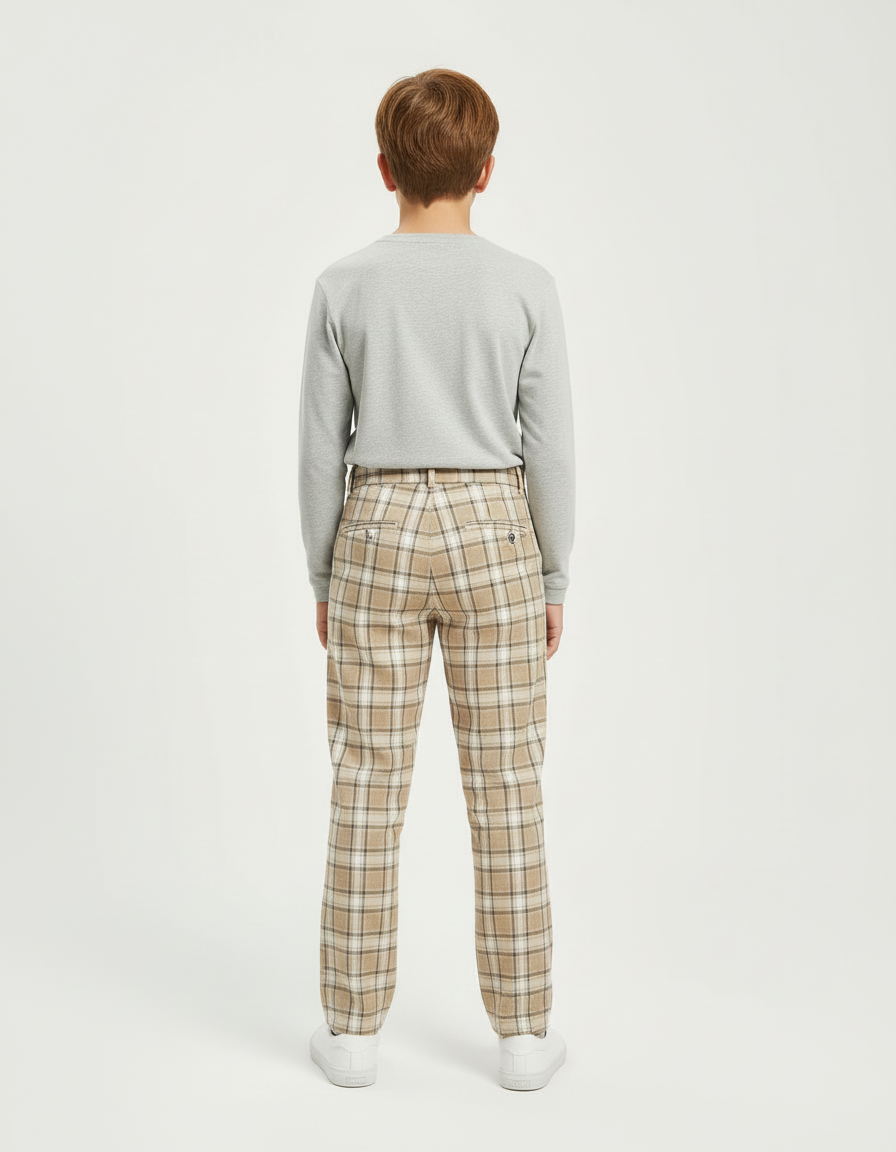 Pantalon Tartan Beige - Tweed - vue 2