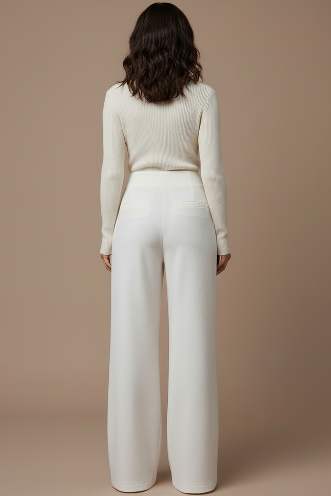 Pantalon Blanc Beige Femme - Laine - vue 2