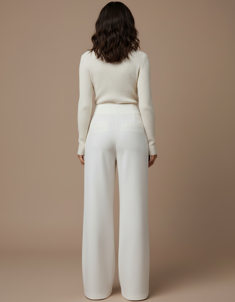 Pantalon Blanc Beige Femme - Laine - vue 2