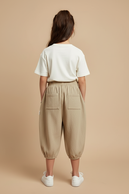 Pantalon Beige Coton Ample Élastique Enfant - vue 2