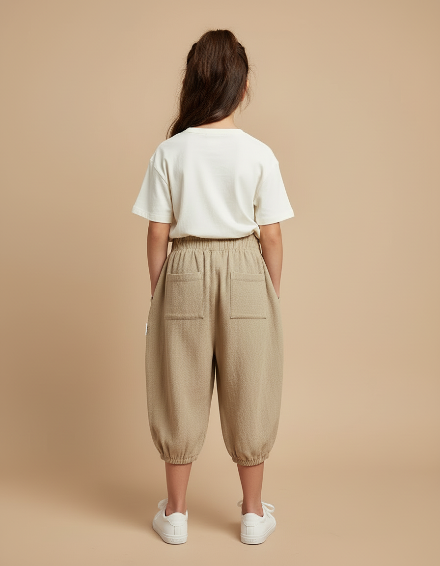 Pantalon Beige Coton Ample Élastique Enfant - vue 2