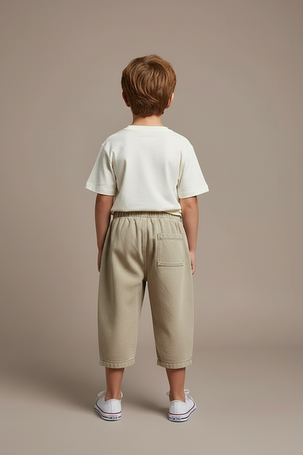 Pantalon Capri Beige - Kaki Molleton - vue 2