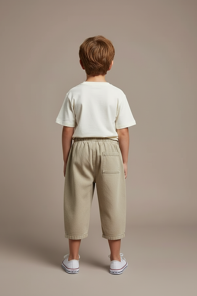 Pantalon Capri Beige - Kaki Molleton - vue 2