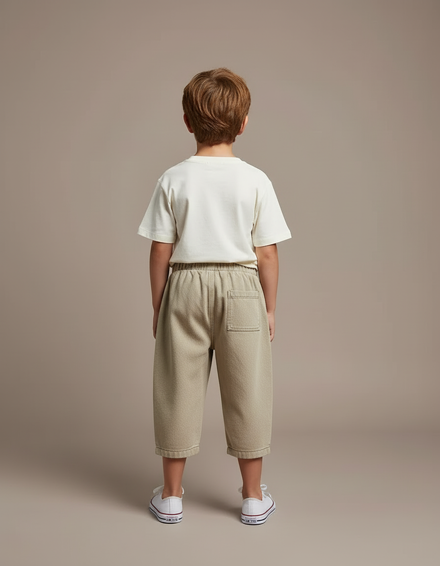 Pantalon Capri Beige - Kaki Molleton - vue 2