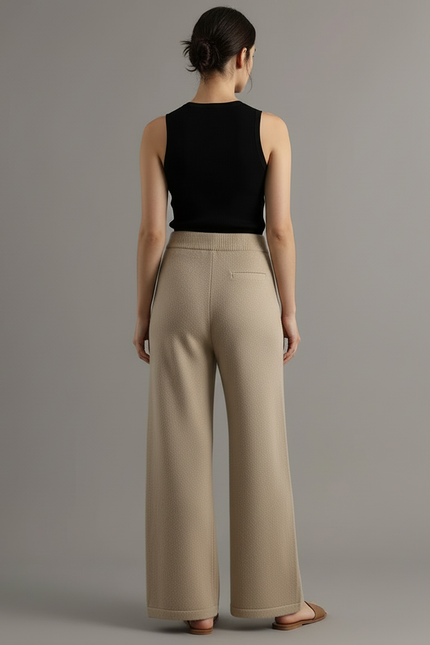 Pantalon Beige Tricoté Ample Doux Confortable - Maille - vue 2