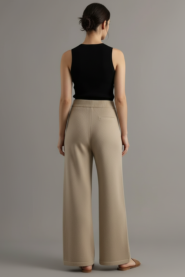 Pantalon Beige Tricoté Ample Doux Confortable - Maille - vue 2