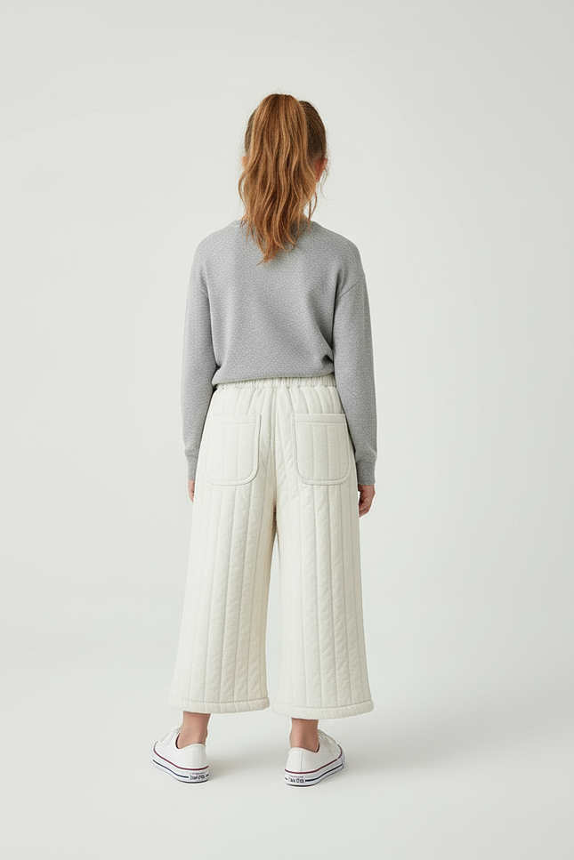 Pantalon Beige Matelassé Ample Enfant Coton Confortable - Molleton - vue 2