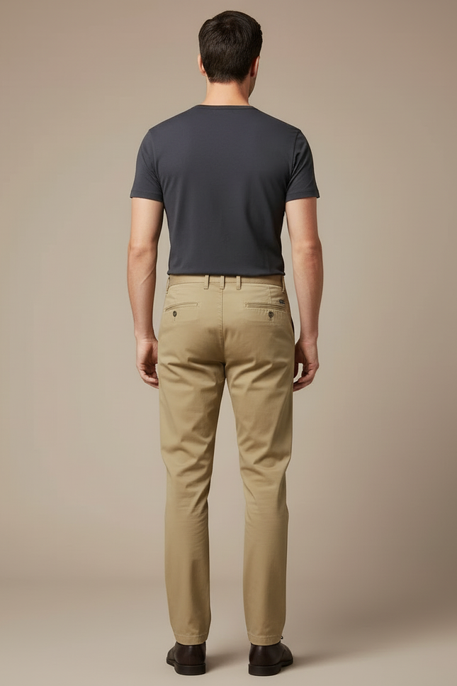 Pantalon Beige Chino Droit Homme Coton Élégant - vue 2